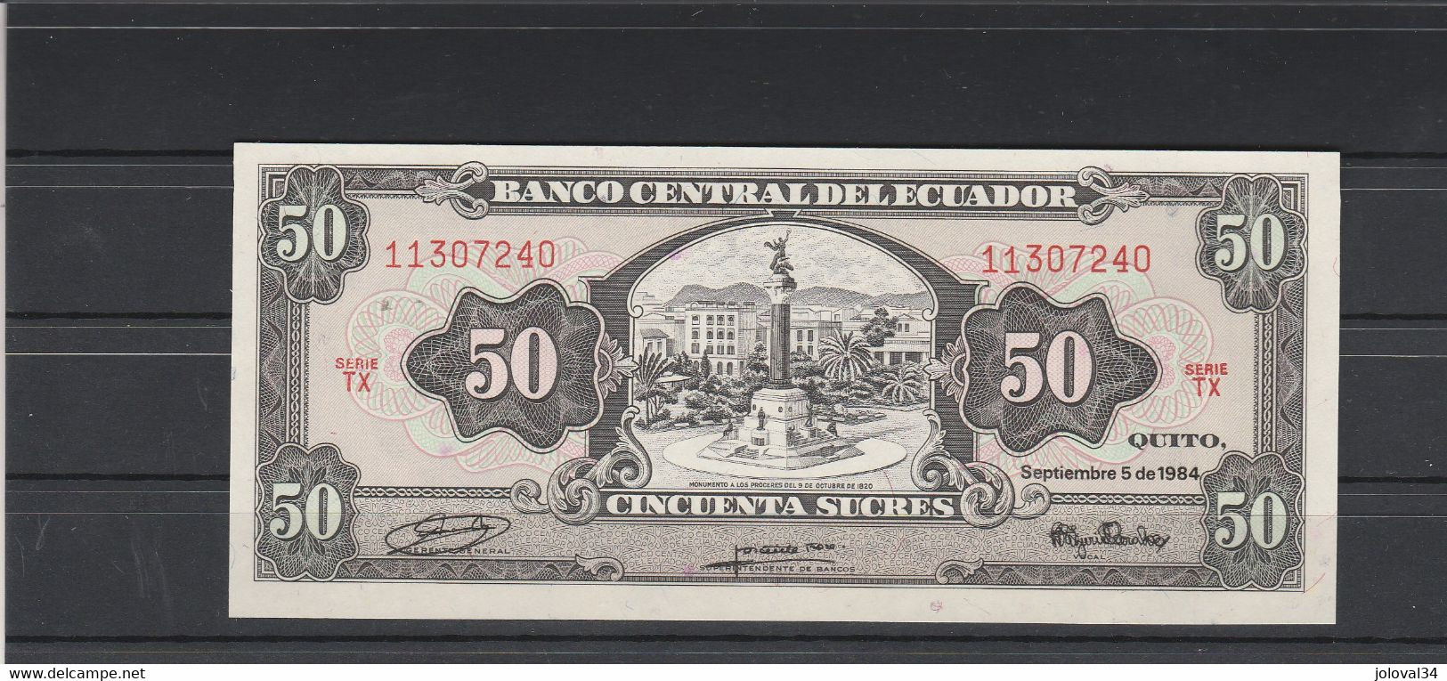 Equateur  - Billet 50 Sucres Série TX N° 11307240 Du 5/9/1984 - TB - Equateur