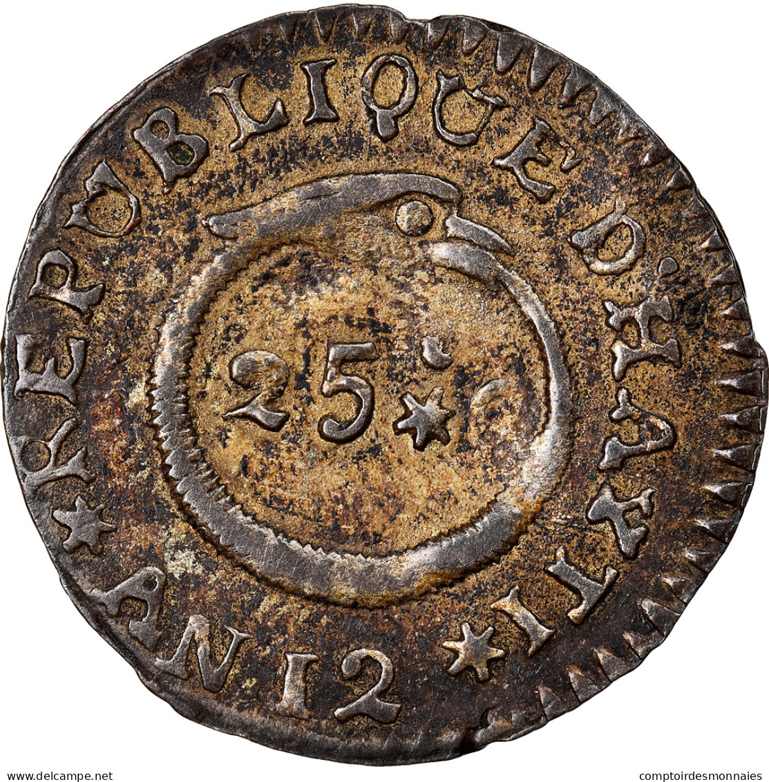 Monnaie, Haïti, 25 Centimes, An 12, TTB, Argent, KM:12.2 - Haïti