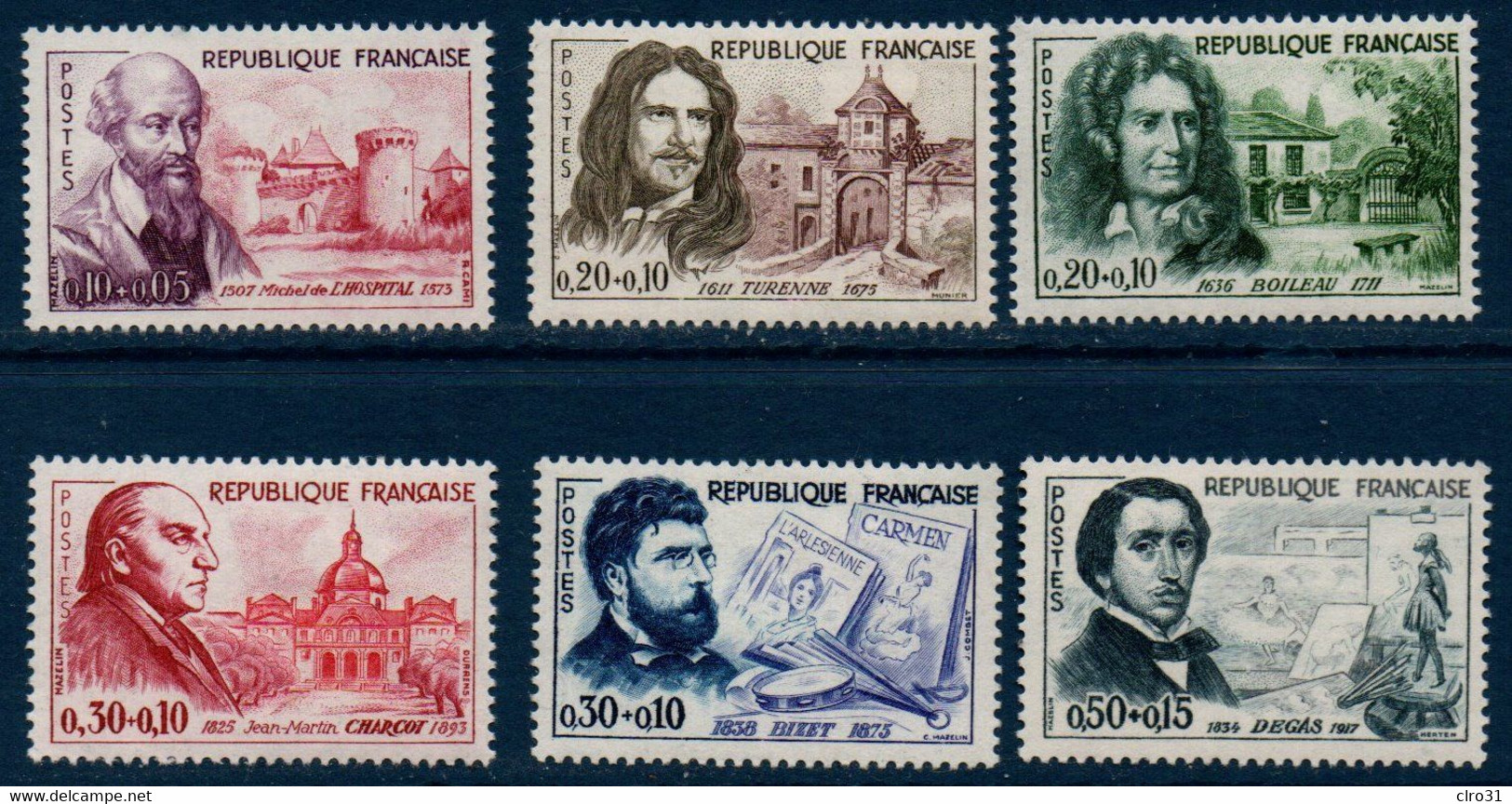 FR  1960 Célébrités Diverses  N°YT 1257-1262  ** MNH - Autres & Non Classés