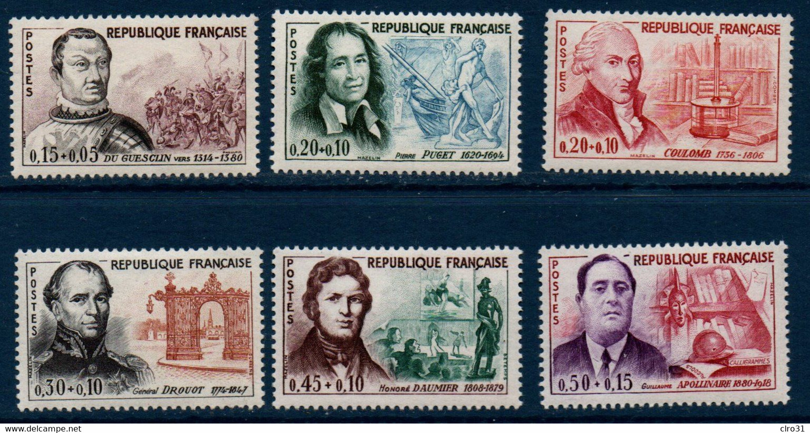 FR  1961 Célébrités Diverses  N°YT 1295-1300  ** MNH - Andere & Zonder Classificatie