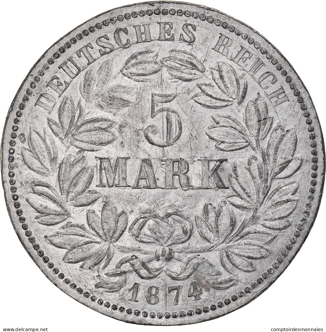 Monnaie, Allemagne, Ludwig II, 5 Mark, 1874, Uniface Reverse Die Trial, TTB+ - Prove & Riconi