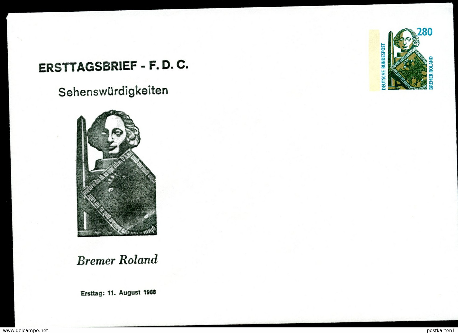 Bund PU297 D1/001 ROLAND BREMEN 1988 NGK 8,00 € - Private Covers - Mint