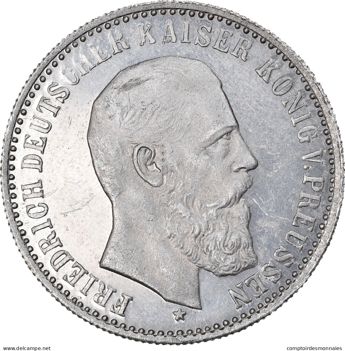 Monnaie, Allemagne, Friedrich III, 2 Mark, Uniface Obverse Die Trial, SUP+, Tin - Essais & Refrappes