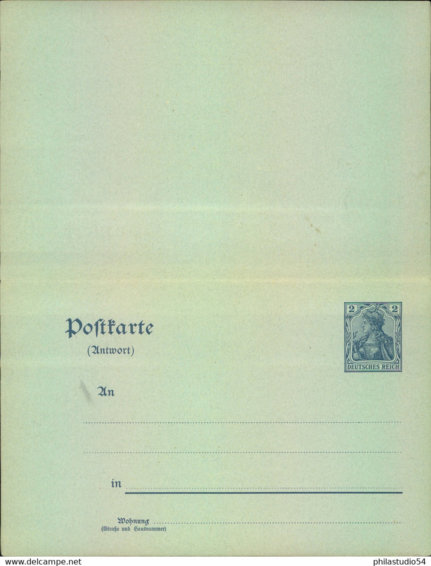 1902, 31.12., 3 Pfg. Krone/Adler Aus 2 Pfg. Germania Doppelkarte Blanko Gestempelt Vom Letzten Tag - Sonstige & Ohne Zuordnung