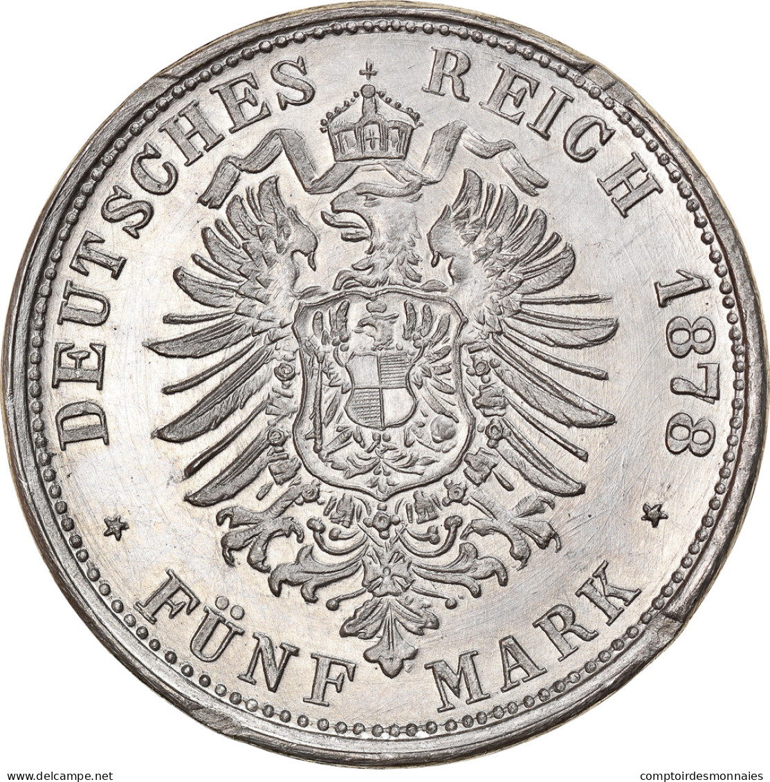 Monnaie, Allemagne, Friedrich II, 5 Mark, 1878, Uniface Reverse Die Trial, SUP - Prove & Riconi