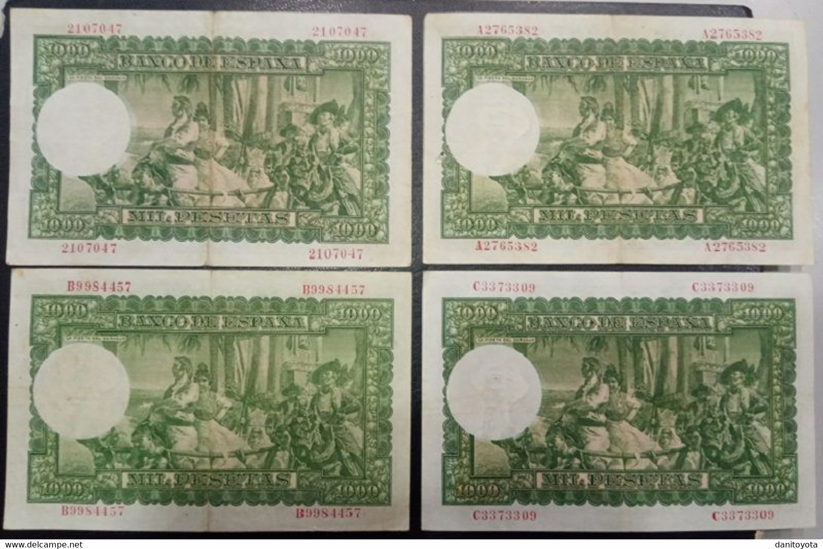 EDIFIL 463 + 463a  1000 PTAS 31 DE DICIEMBRE DE 1951.  LOTE DE 4 BILLETES. CONSERVACIÓN BC+ - 1000 Peseten