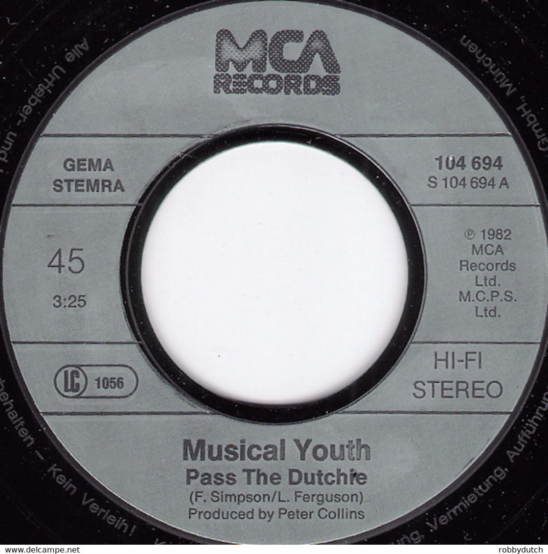 * 7"  *  Musical Youth - Pass The Dutchie / Give Love A Chance - Reggae