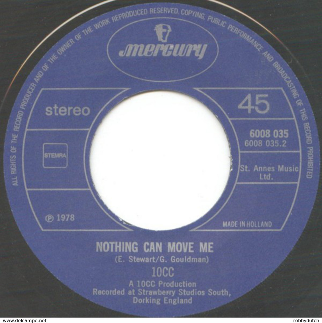 * 7"  *  10 CC - Dreadlock Holiday / Nothing Can Move Me - Reggae