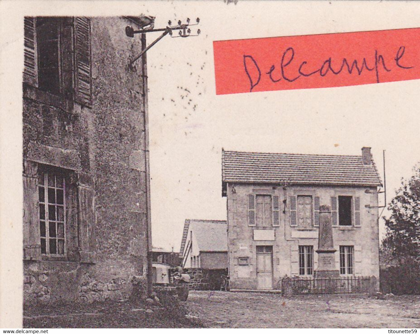 23-Les MARS (CREUSE)- Le MONUMENT Aux MORT Et La POSTE-Voiture Ancienne-ECRITE-TIMBREE Le 23/7/1932- - Andere & Zonder Classificatie