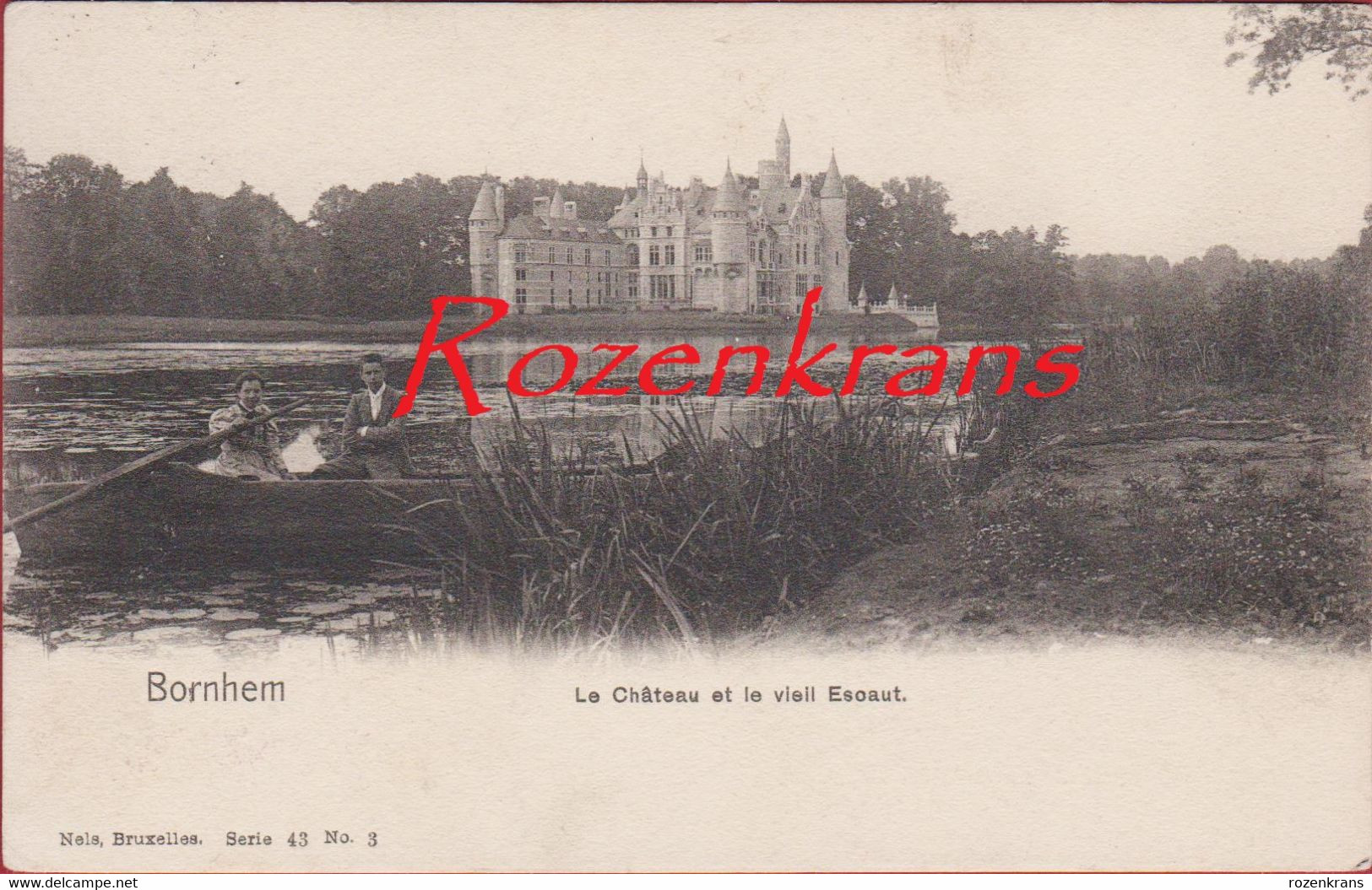 Bornem Bornhem Kasteel Marnix De Sainte-Aldegonde Oude Schelde Geanimeerd Met Bootje (In Zeer Goede Staat) - Bornem