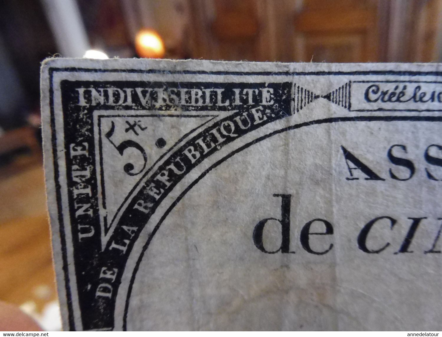 ASSIGNAT De CINQ LIVRES - Assignats & Mandats Territoriaux