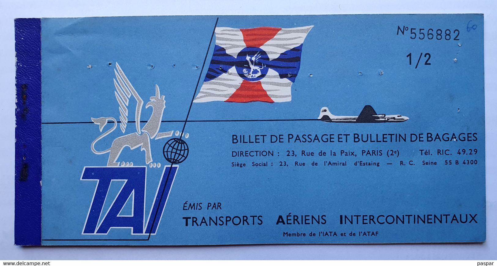 Billet D'avion TAI - Paris Bamako 1960 - Billet De Passage Et Bulletin De Bagage - Tickets