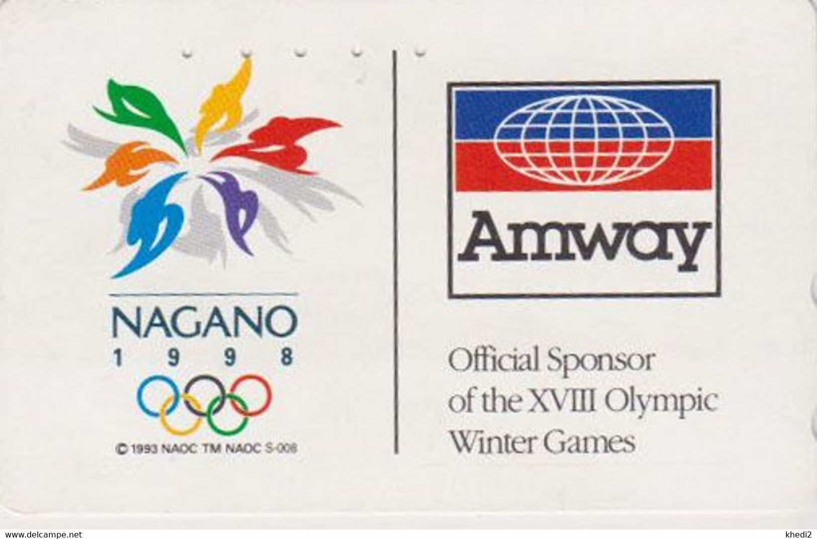 TC JAPON / 110-182330 - SPORT - JEUX OLYMPIQUES NAGANO ** SPENSOR AMWAY **  - OLYMPIC GAMES JAPAN Free Phonecard - Jeux Olympiques