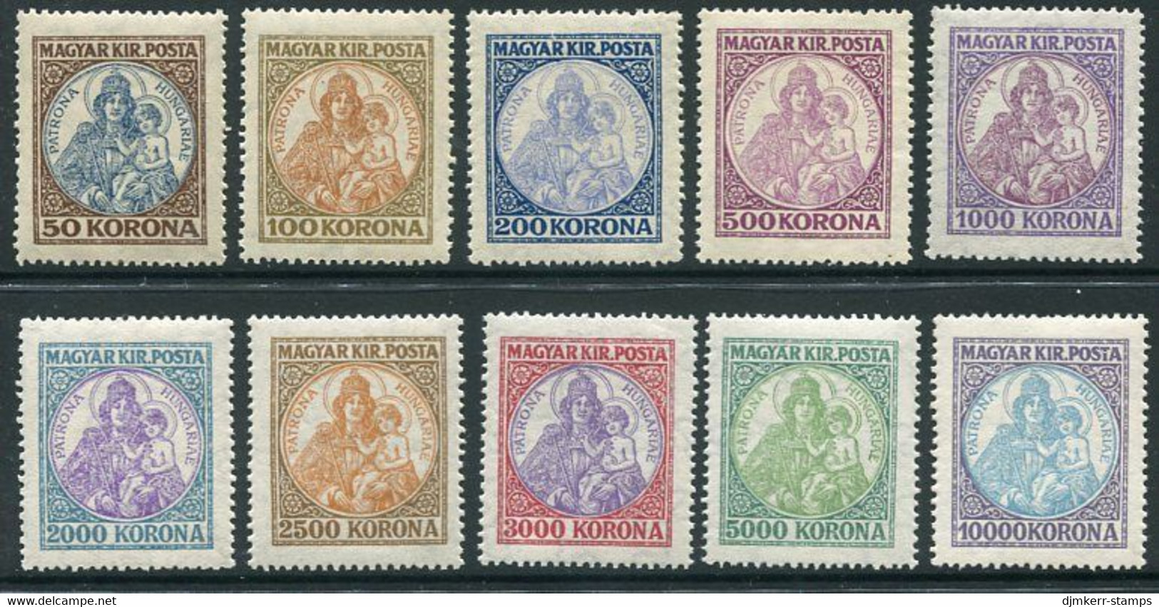 HUNGARY 1921-25 Patrona Hungariae - Madonna  Complete MNH / **.  Michel 322-23, 374-79, 401-02 - Nuevos