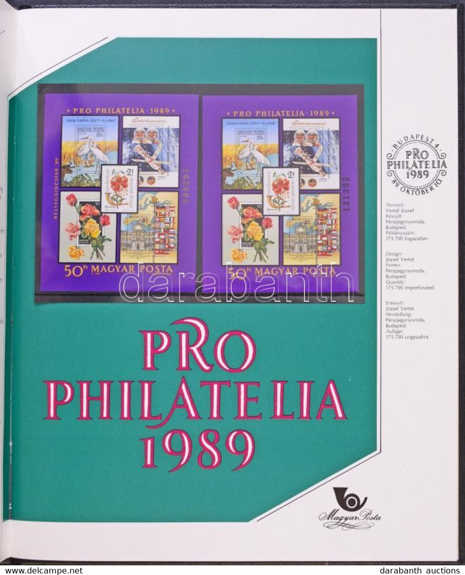 ** 1989 Pro Philatelia Blokk Bélyegkincstár Felirattal, 3 Mm Piros Sorszámmal (55.000) / Mi Block 207 With Text Bélyegki - Autres & Non Classés