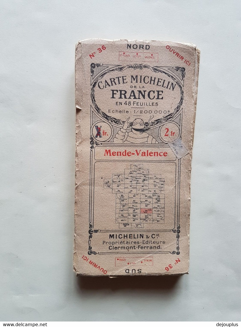 CARTE  MICHELIN  N°36   ENTOILEE   MENDE  /  VALENCE - Roadmaps