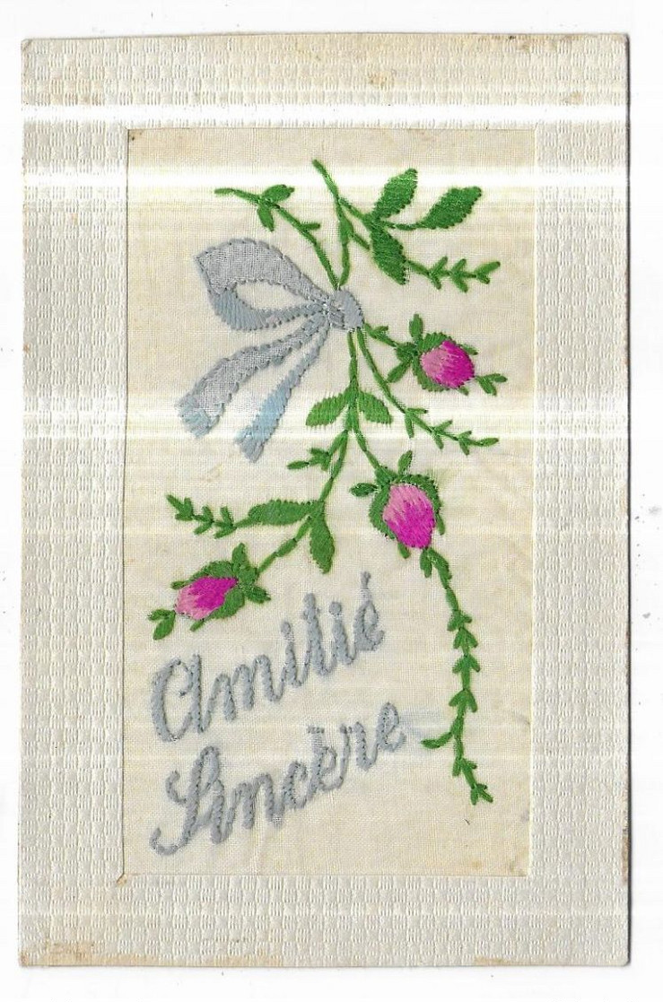 Carte Brodée Amitié Sincère - Embroidered