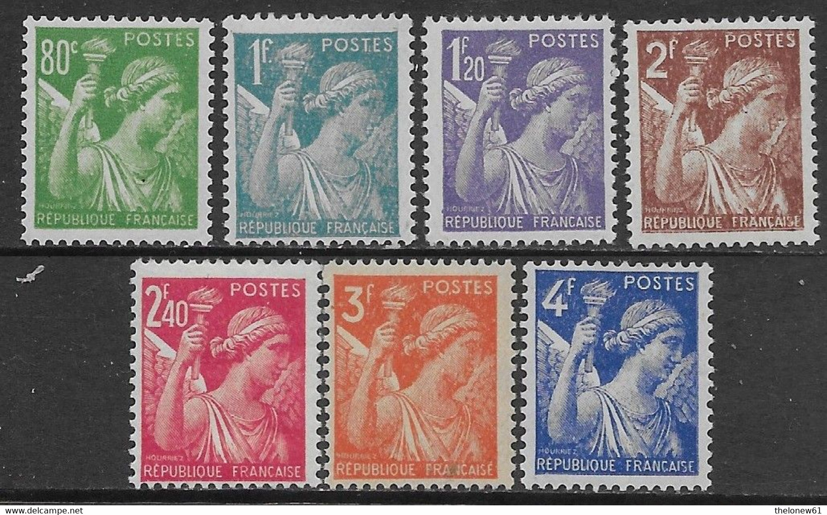 Francia France 1944 Iris 7val YT N.649-651,653-656 MH * - 1939-44 Iris