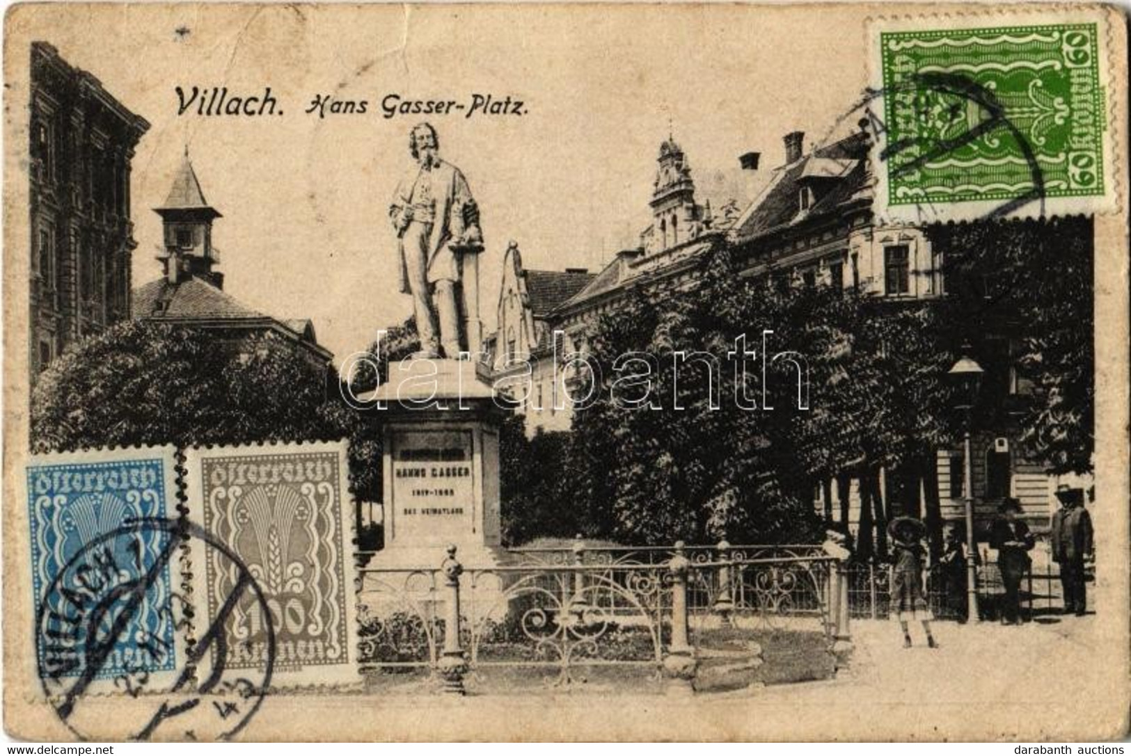 T2/T3 1922 Villach, Hans Gasser Platz / Square And Statue. TCV Card (EK) - Unclassified