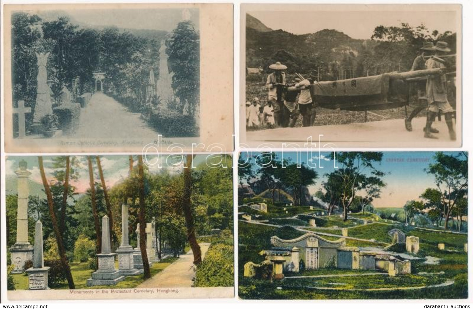 ** 4 Db RÉGI Kínai Képeslap Temetőkről / 4 Pre-1945 Chinese Postcards Of Cemeteries - Zonder Classificatie