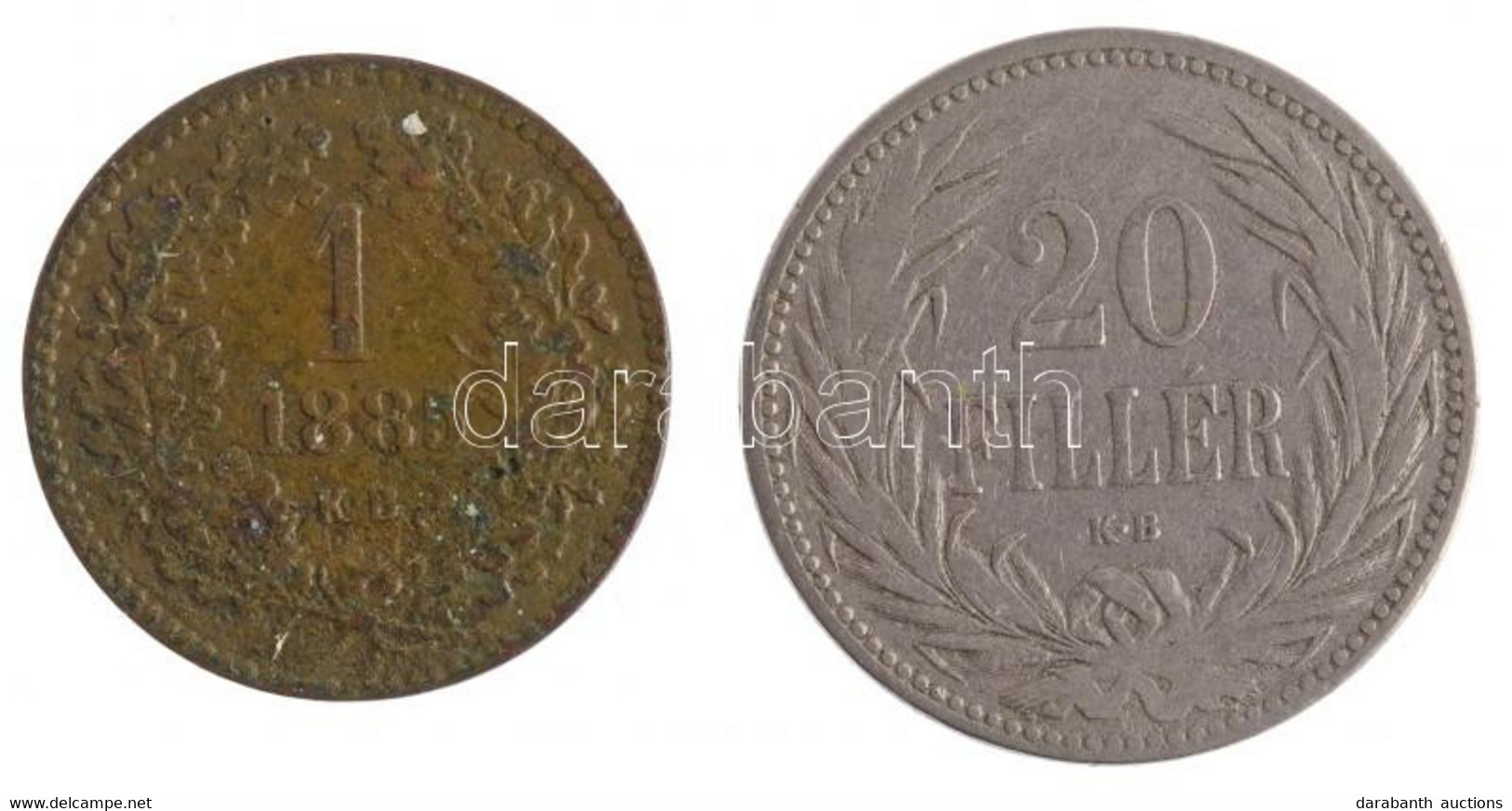 1885KB 1kr Cu + 1892KB 20f Ni T:2-,3 - Unclassified