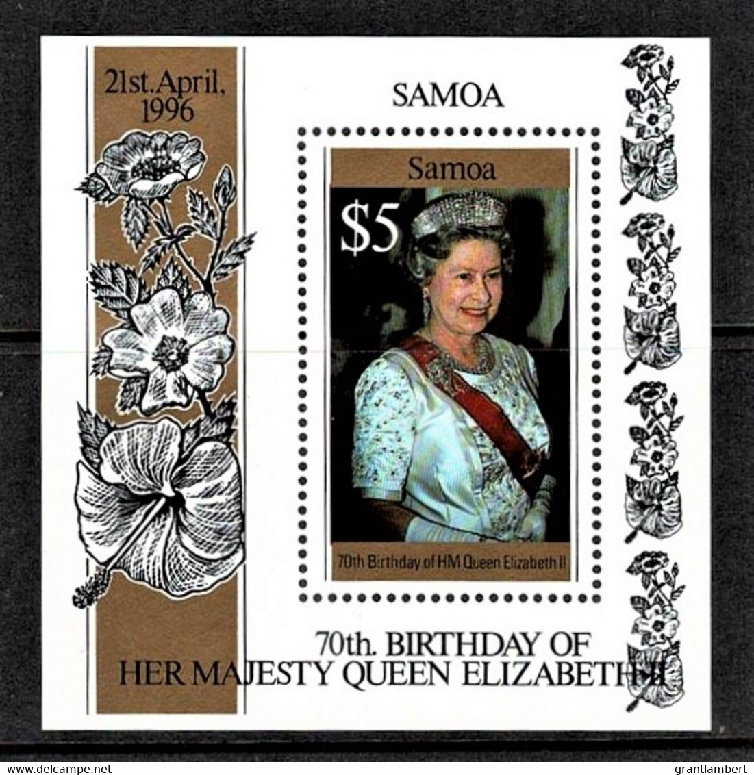 Samoa 1996 Queen Elizabeth 70th Birthday $5 Minisheet MNH - Samoa