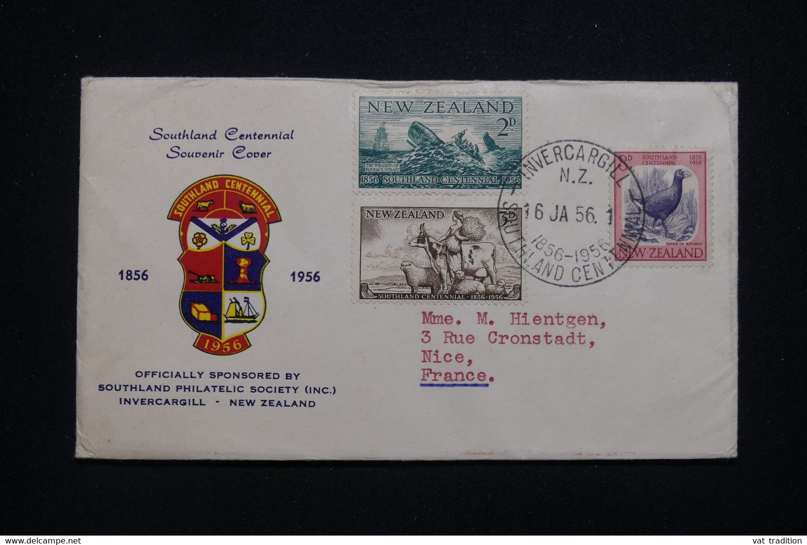 NOUVELLE ZÉLANDE - Enveloppe Souvenir Du Centenaire En 1956 Pour La France - L 98069 - Covers & Documents