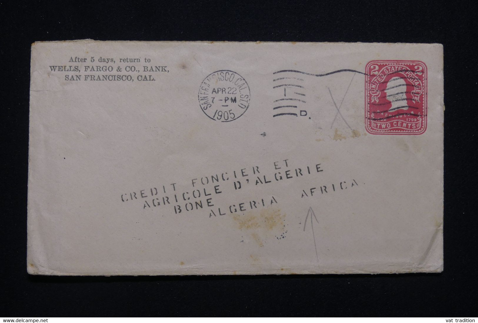 ETATS UNIS - Entier Postal Commercial De San Francisco Pour L 'Algérie En 1905 , Complément Disparu - L 98073 - 1901-20