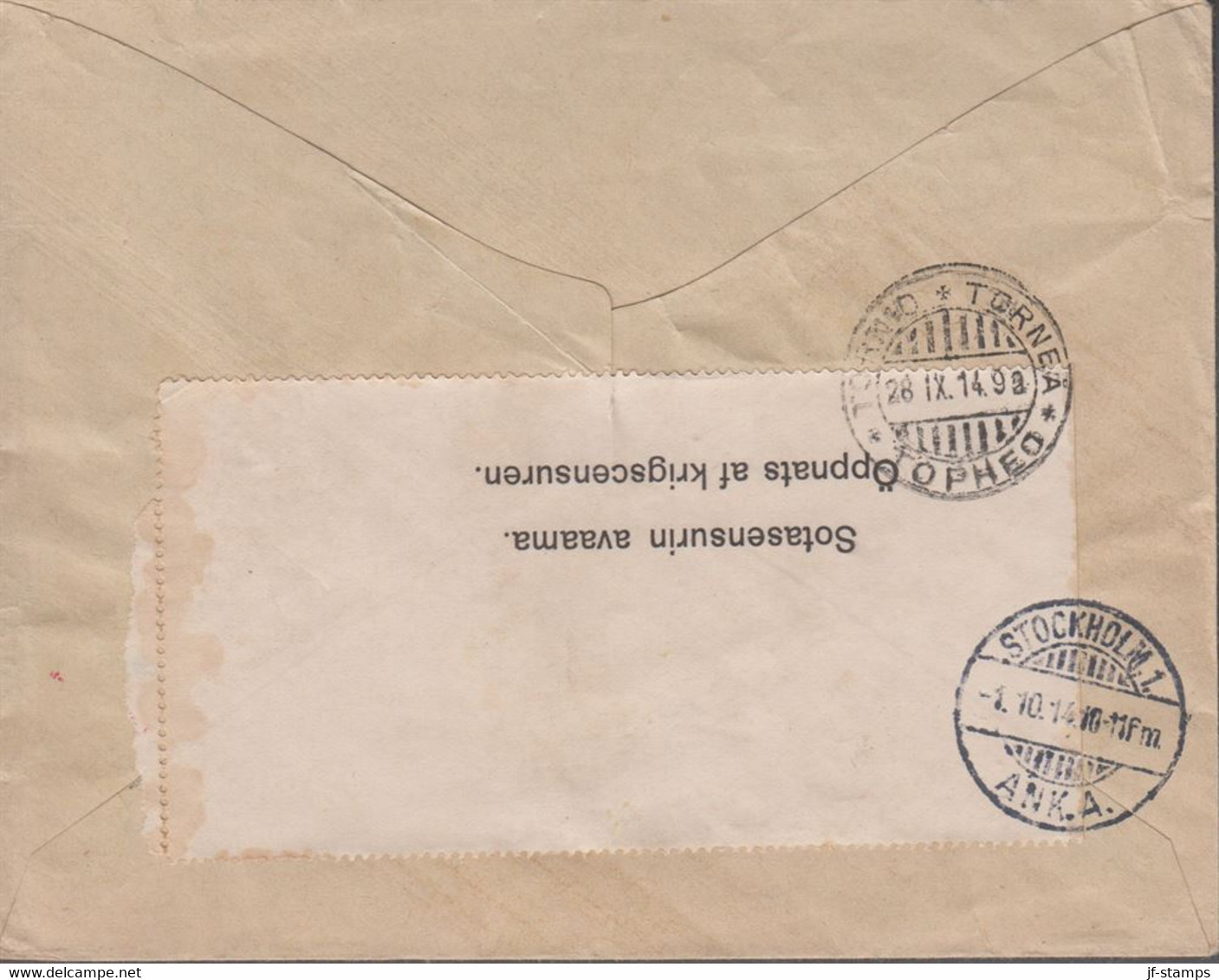 1914. FINLAND. 20 KOP Russian Stamp REG Cover To Sverige Cancelled HELSINGFORS 26.IX.... () - JF419578 - Lettres & Documents