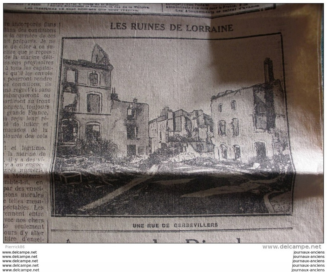 GERBEVILLERS EN RUINES / VILLAGE DE PERVYSE / PEGASUS COULEE PRES DE ZANZ / LA PETITE GIRONDE Du  20 NOV 1914 - Other & Unclassified