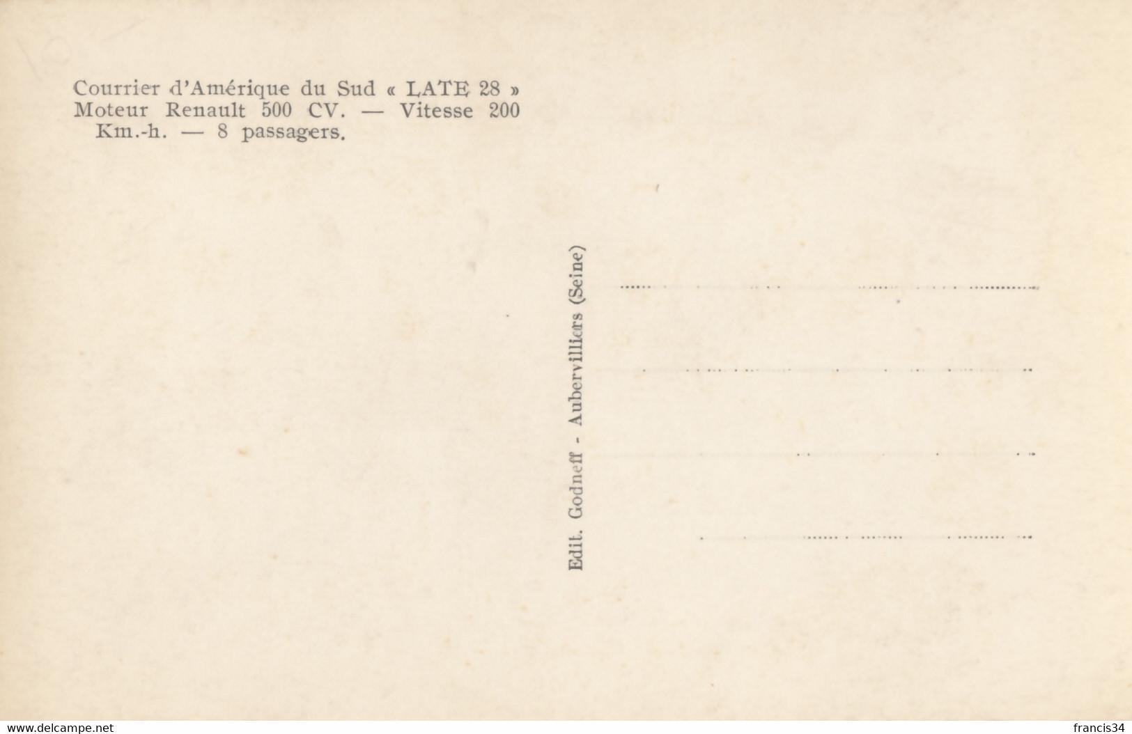 CPA - Latécoère 28 - C.G.A Aéropostale - Courrier D'Amérique Du Sud - 1919-1938