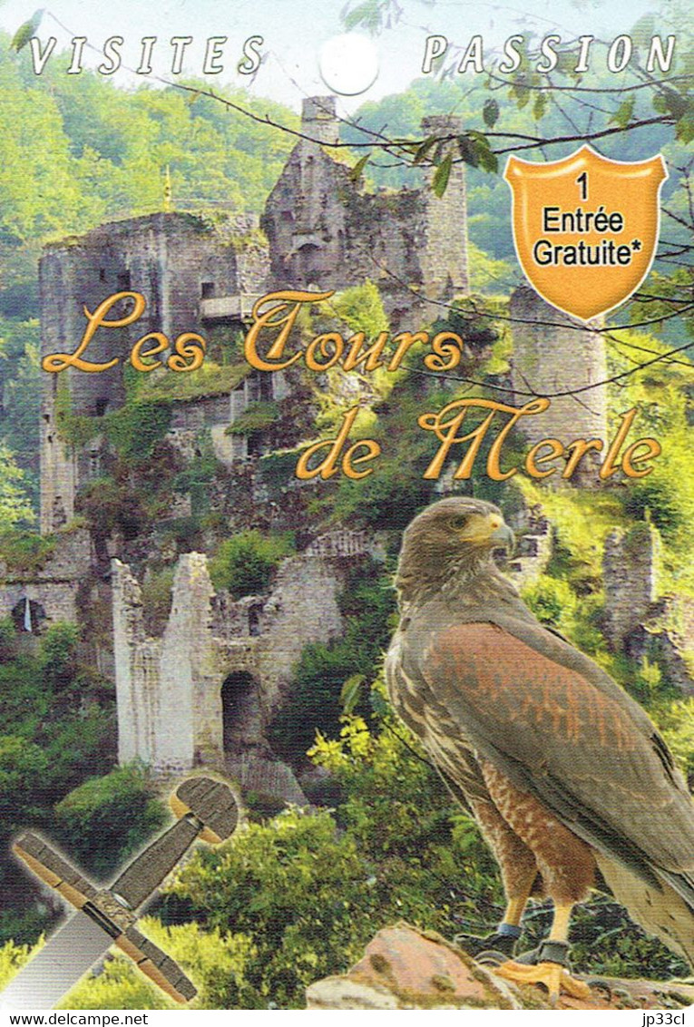 Aigle, Rapace Ancienne Carte Publicitaire Pour Les Tours De Merle (Corrèze) (avec Entre Gratuite) - Tourism Brochures