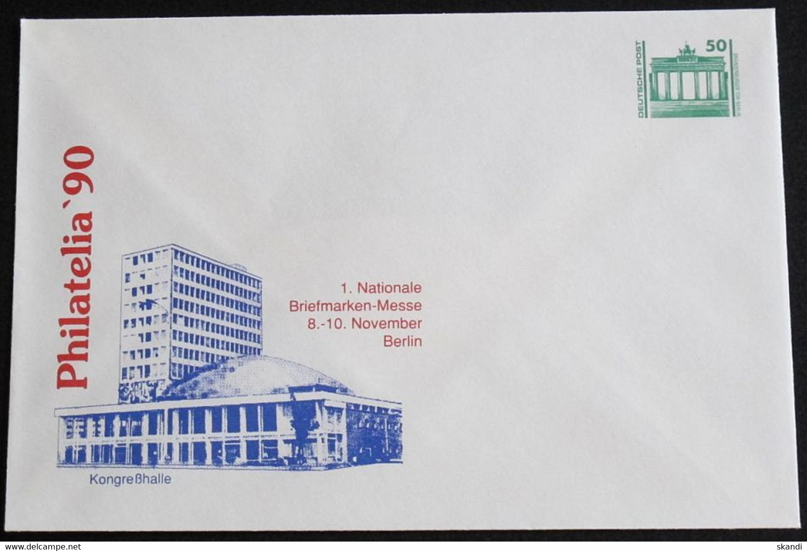 DDR 1990 Mi-Nr. PU 17 PHILATELIA '90 Kongreßhalle Privatganzsache Ungebraucht - Privé Briefomslagen - Ongebruikt