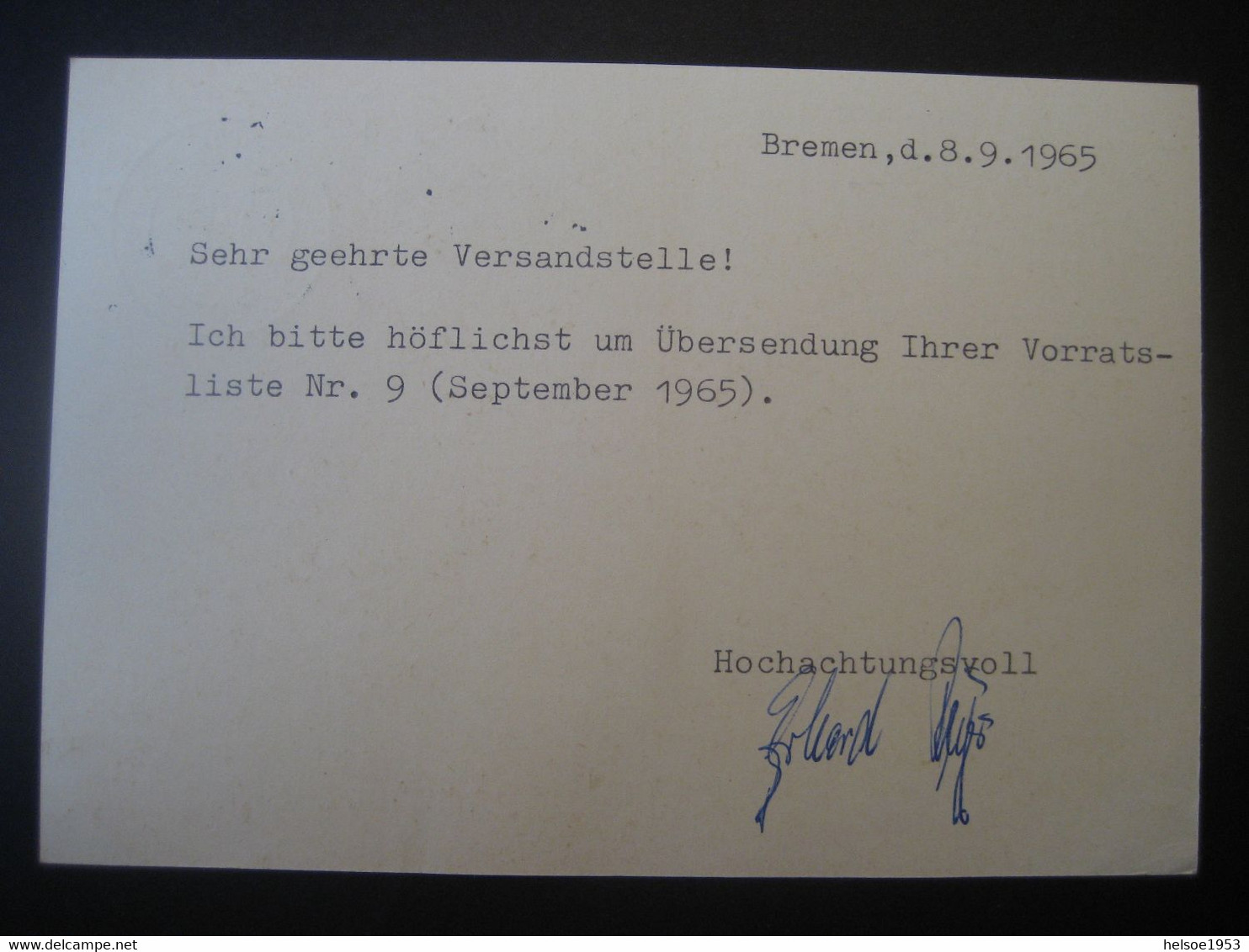 Deutschland BRD Ganzsache 1965- Postkarte Von Bremen Nach Frankfurt - Postkaarten - Gebruikt