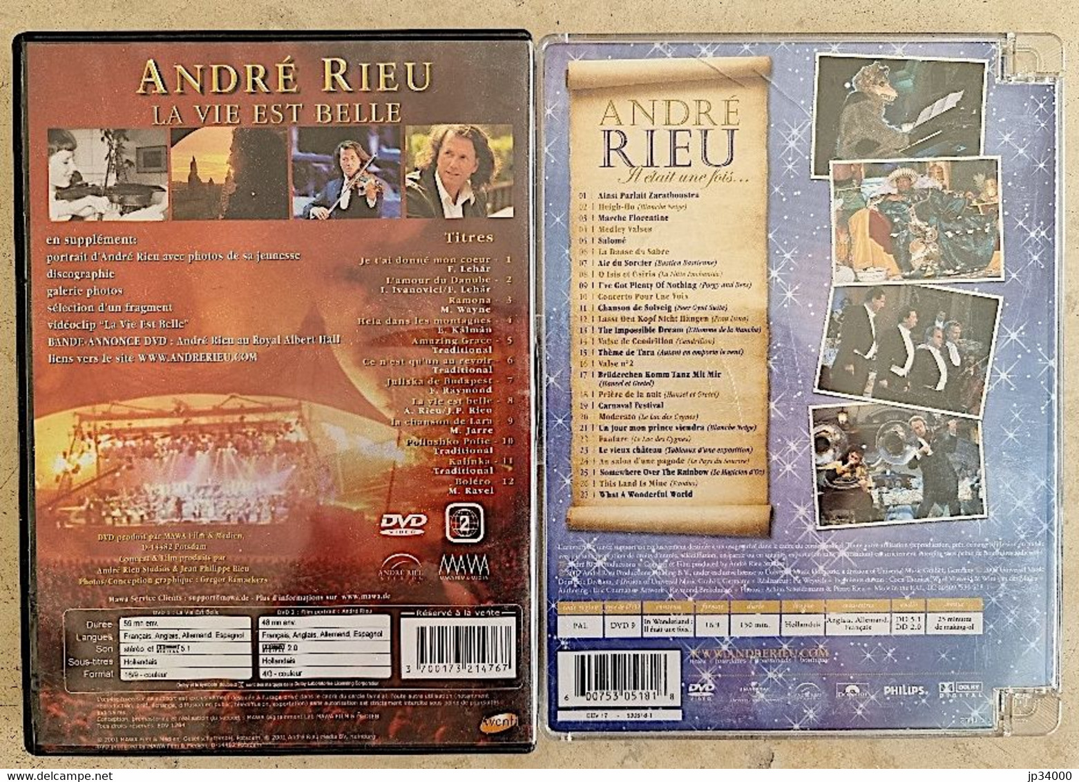 ANDRE RIEU Lot De 2 DVD: Il était Une Fois + La Vie Est Belle Ed.2 Dvd (Zone 2) Soit 3 DVD - Concert Et Musique