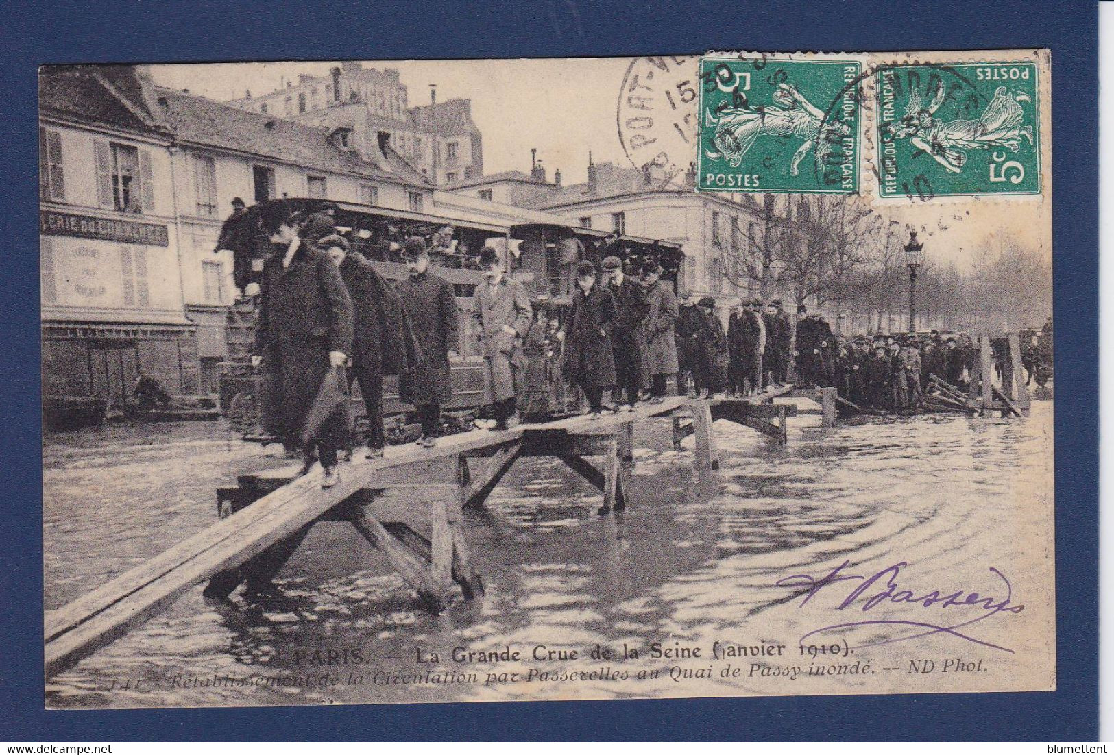 CPA Paris 75 Inondations De 1910 Catastrophe Circulé Tramway - Überschwemmung 1910