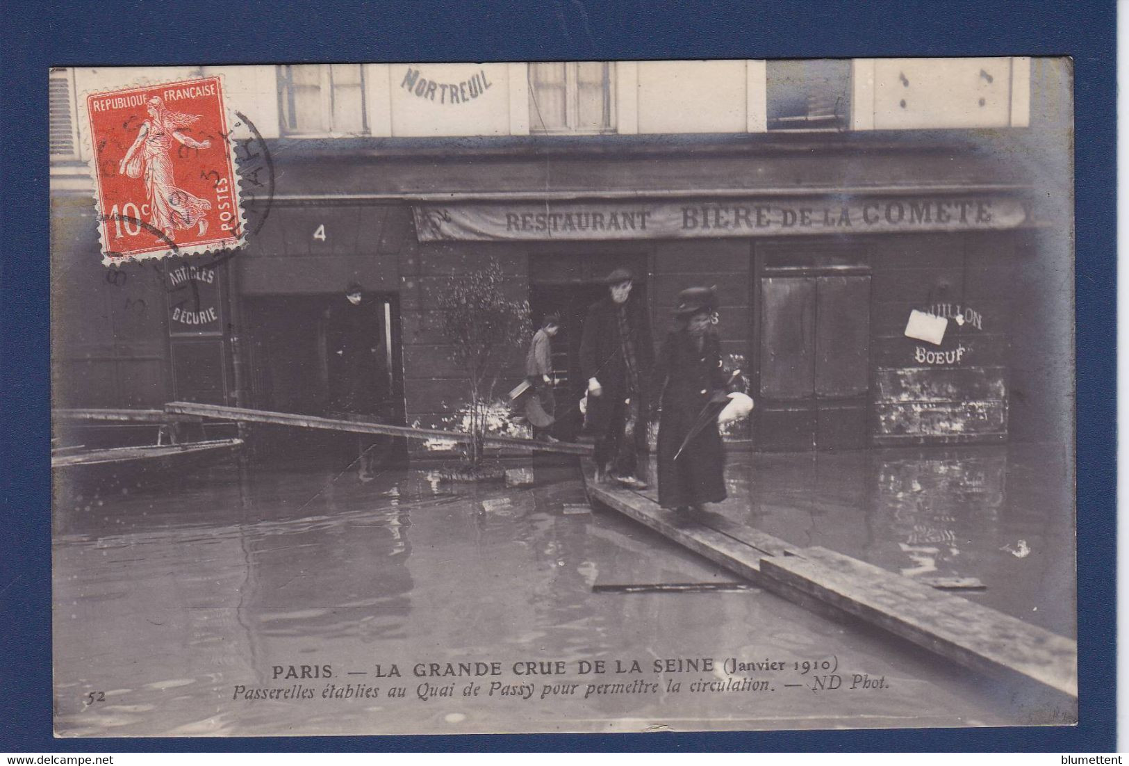 CPA Paris 75 Inondations De 1910 Catastrophe Circulé Commerce Bière De La Comète - Überschwemmung 1910