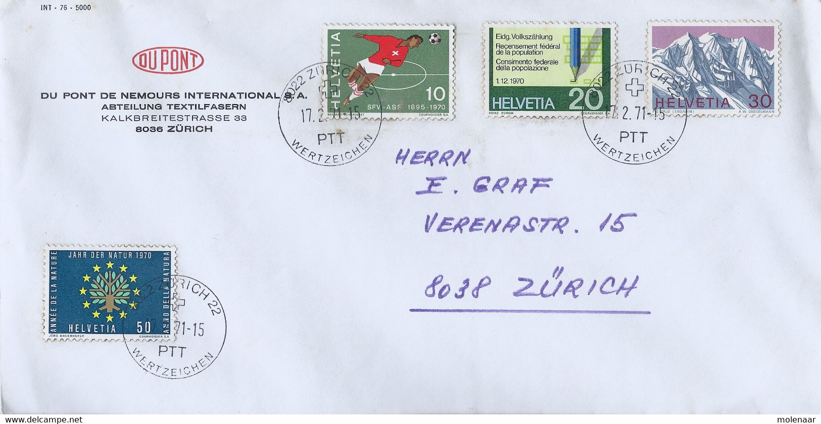 Zwitserland  Brief Uit 1971 Met 4 Zegels (1409) - Other & Unclassified