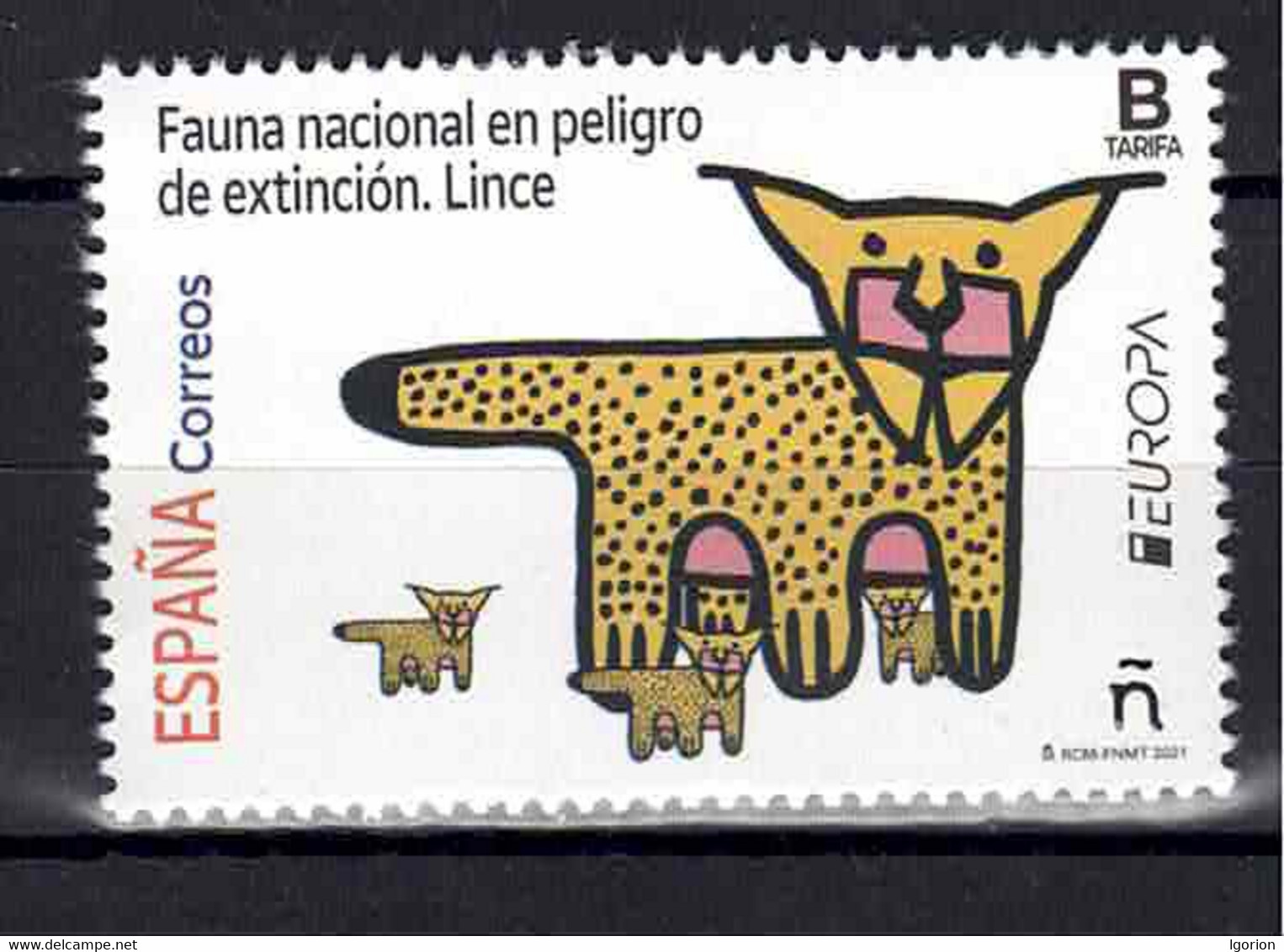 ESPAÑA 2021  ** MNH ED. 5484 EUROPA. FAUNA NACIONAL EN PELIGRO DE EXTINCION. LINCE - Unused Stamps