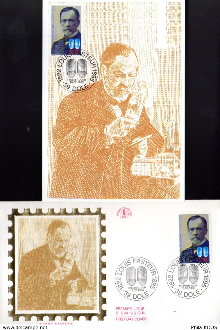 " PASTEUR " Sur Carte Maximum Et Enveloppe 1er Jour Sur Soie De 1995 N°YT 2925 Parf état CM FDC - Louis Pasteur