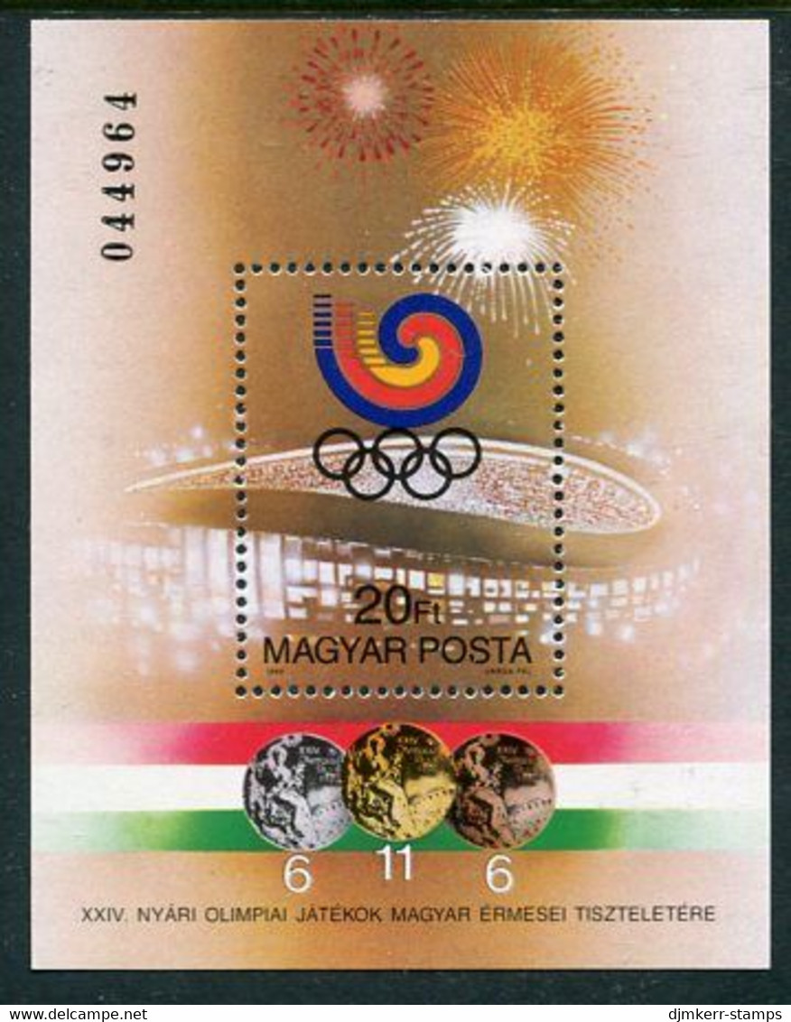 HUNGARY 1988 Olympic Medals Block MNH / **.  Michel Block 201 - Blocs-feuillets
