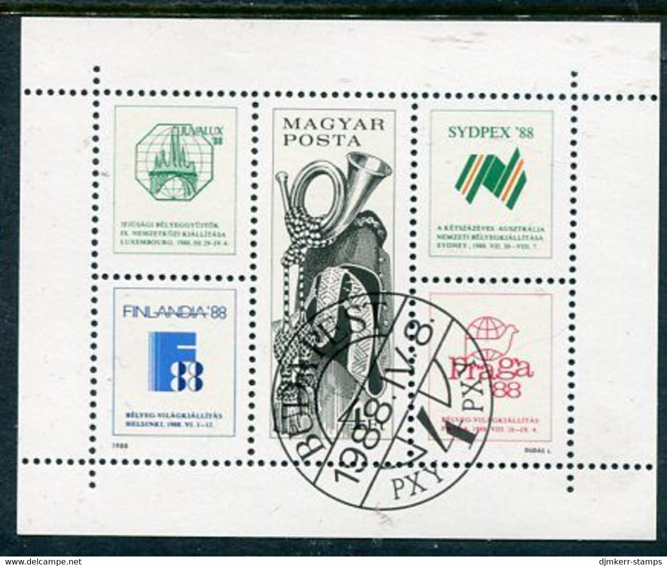 HUNGARY 1988 International Stamp Exhibitions Block Used.  Michel Block 197 - Used Stamps