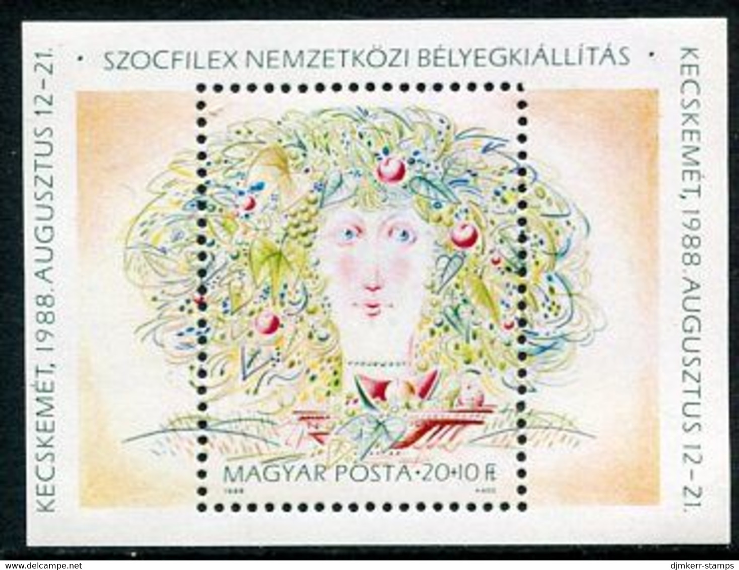 HUNGARY 1988 SOZPHILEX Block Without Sheet Number MNH / **.  Michel Block 196 - Unused Stamps