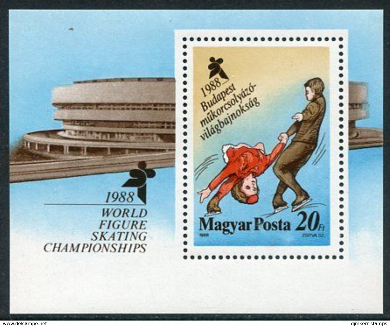 HUNGARY 1988 Ice Skating Championship Block  MNH / **.  Michel Block 195 - Unused Stamps