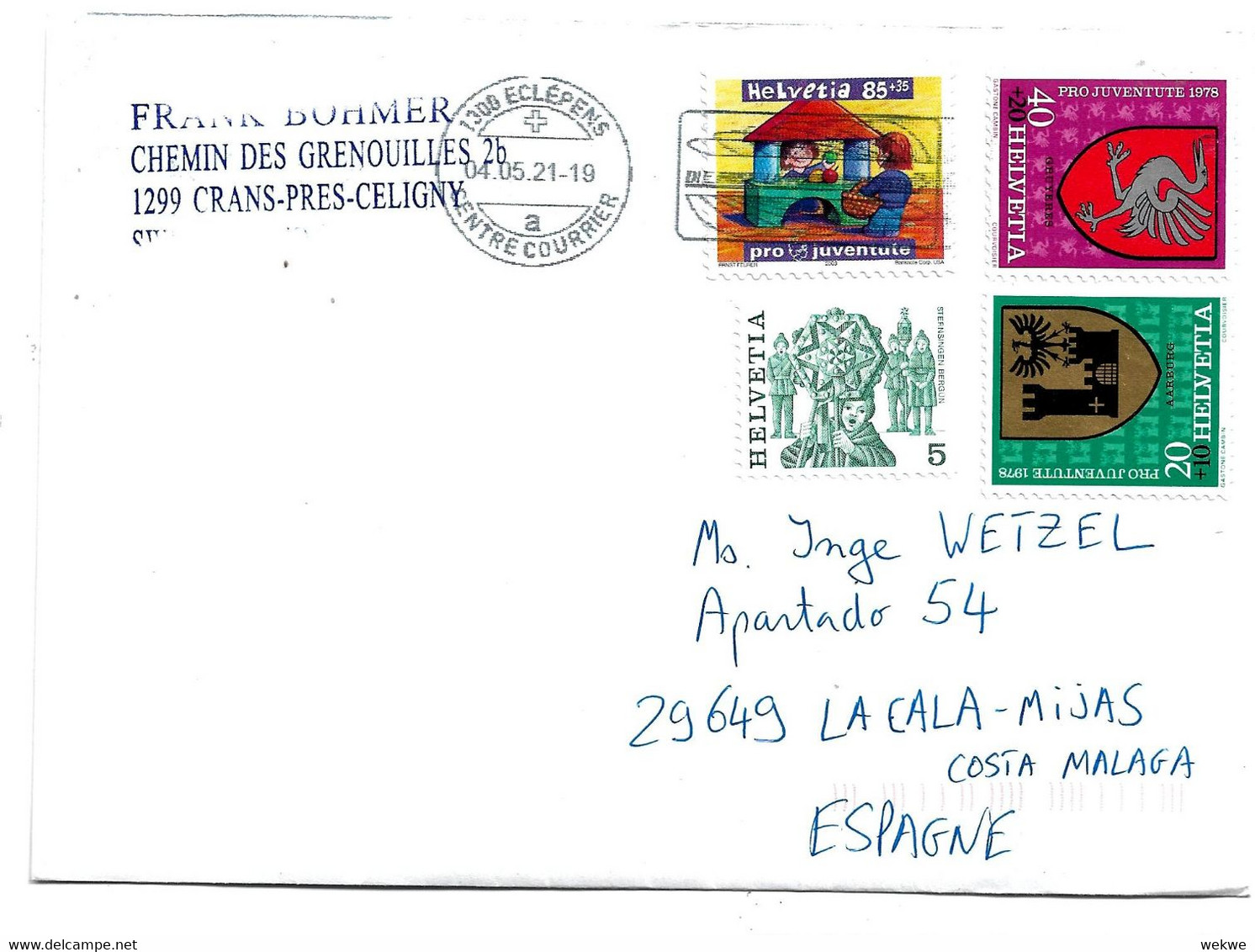 CH436 / SCHWEIZ - Buntfrankatur Auf Brief N. Spanien 2021 - Storia Postale