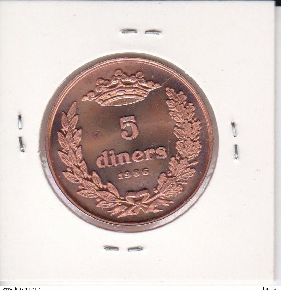 MONEDA DE ANDORRA DE 5 DINERS DEL AÑO 1986 JOAN D.M. BISME - Andorra