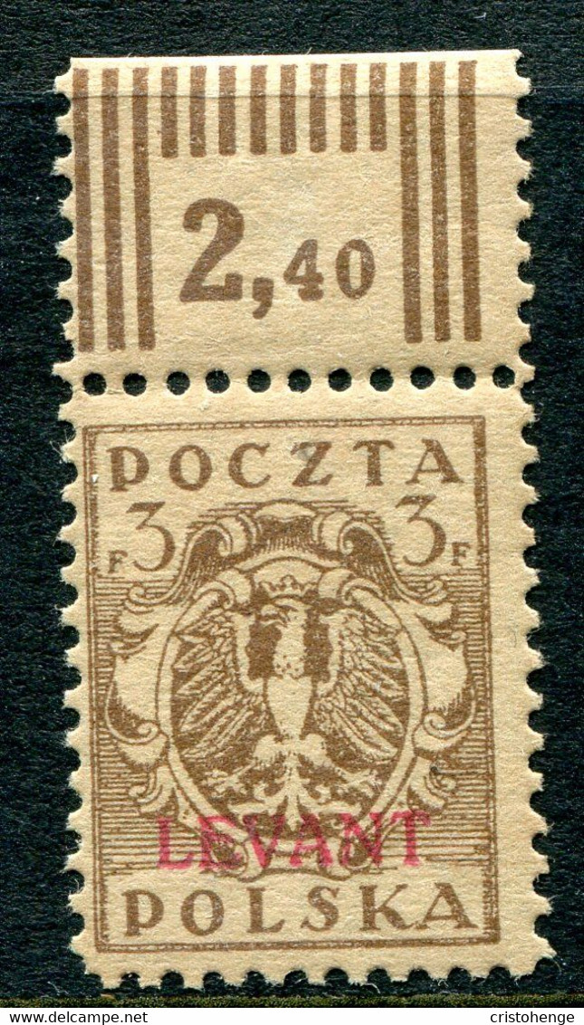 Poland Levant 1919 Overprints - 3f Brown HM (SG 1) - Levant (Turkey)