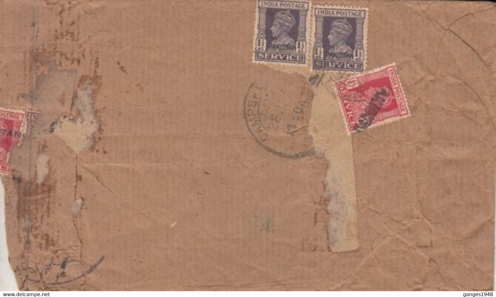 Pakistan 1948  KG VI  Local Overprint  Campbellpore  Re-Used Service Cover  #  30430  D  Inde Indien - Pakistán