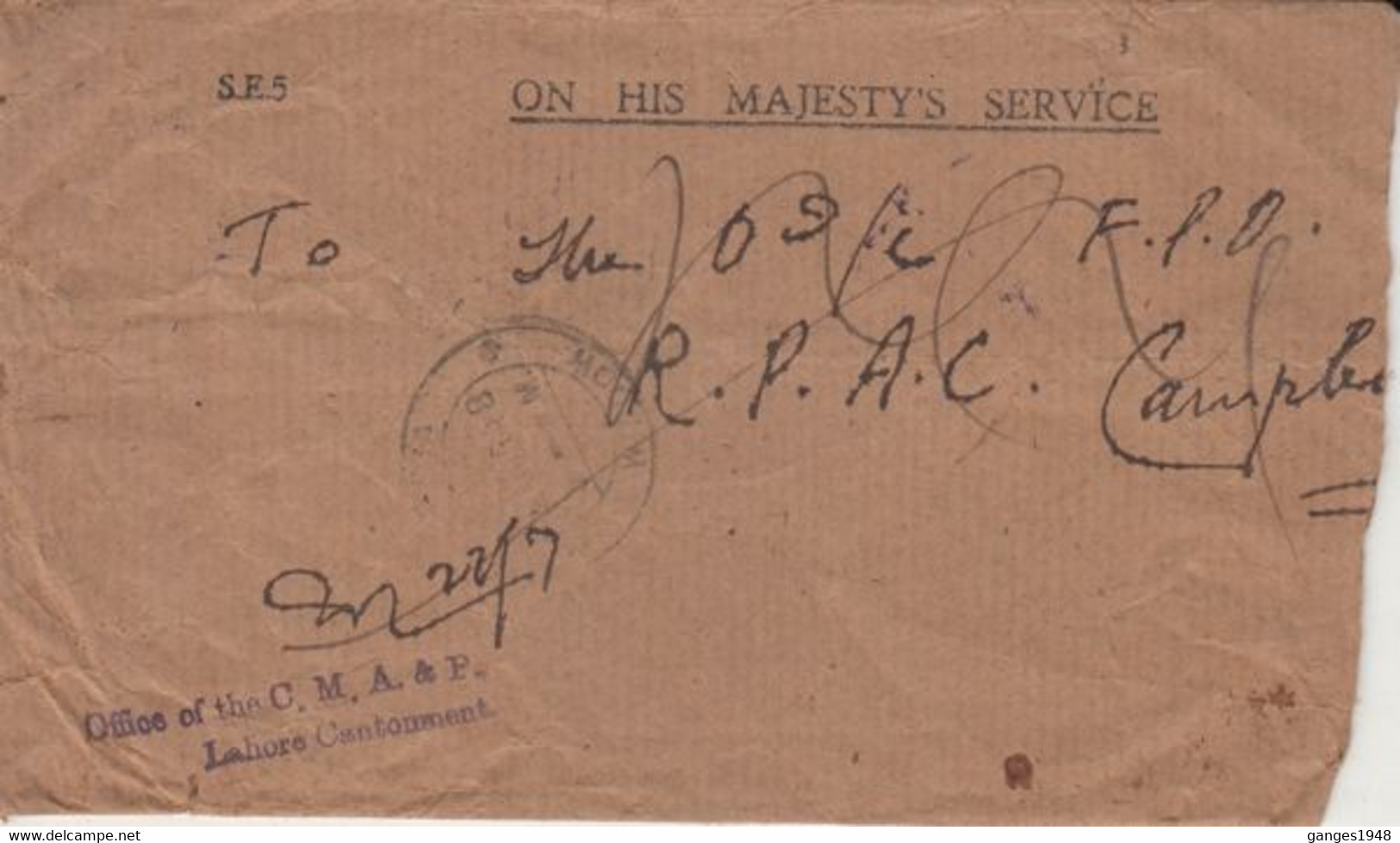 Pakistan 1948  KG VI  Local Overprint  Campbellpore  Re-Used Service Cover  #  30430  D  Inde Indien - Pakistán