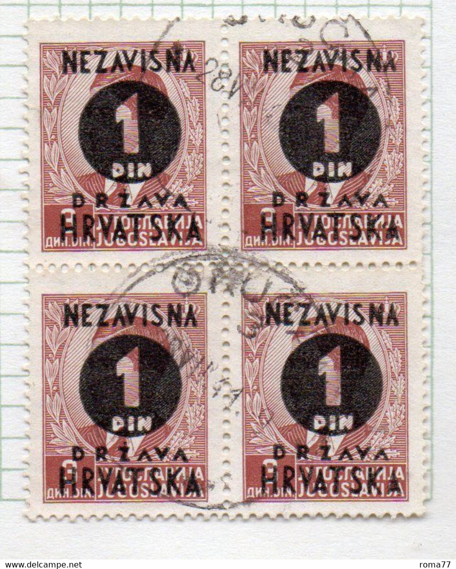 37CRT854 - CROAZIA 1941 ,  N. 24 Quartina Usata. - Kroatien